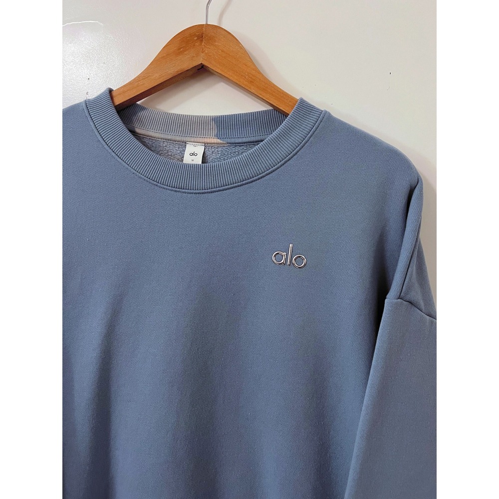 Alo Yoga Crewneck Sweatshirt Blue Relaxed Fit Logo Women's Size M - Picture 5 of 7